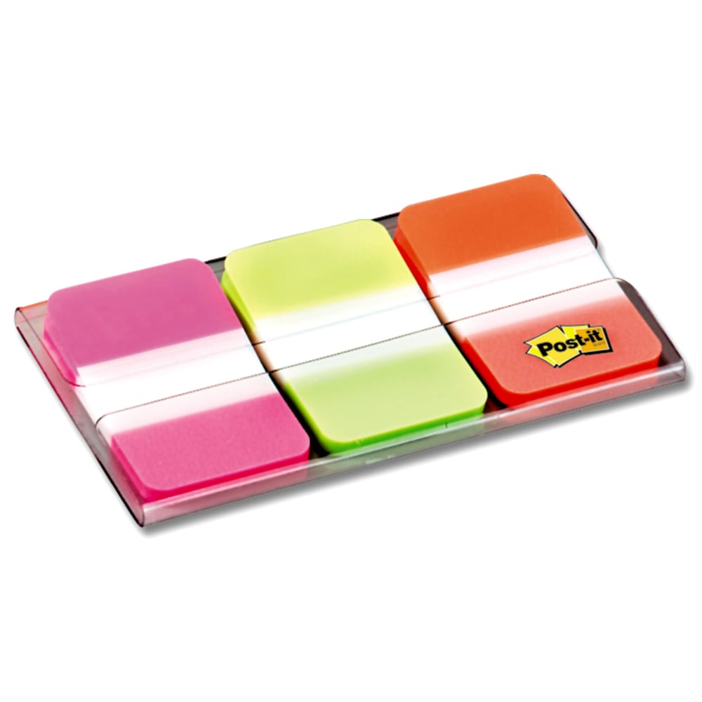 Post-it Notes Durable Filing Tabs, 1in x 1-1/2in, Green/Orange/Pink, 22 Flags Per Pad, Pack Of 3 Pads