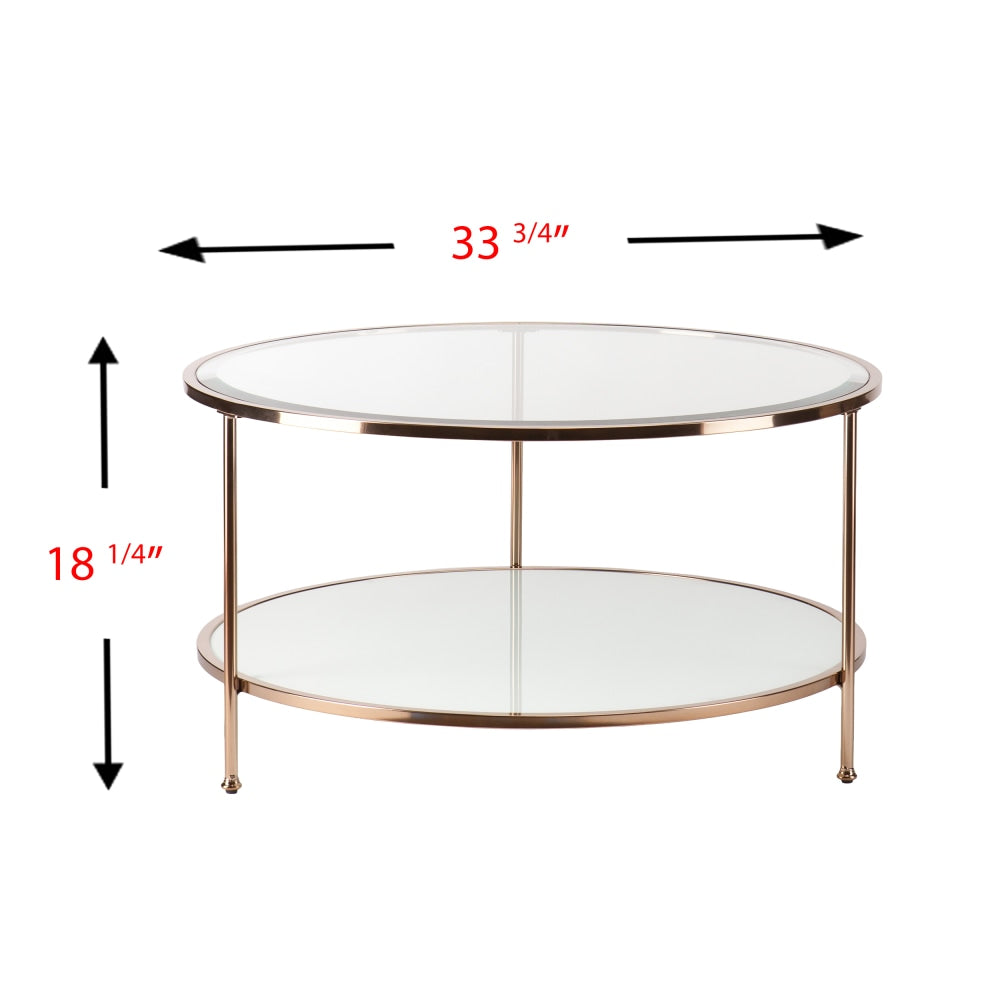 SEI Furniture Risa Cocktail Table, Round, White/Metallic Gold