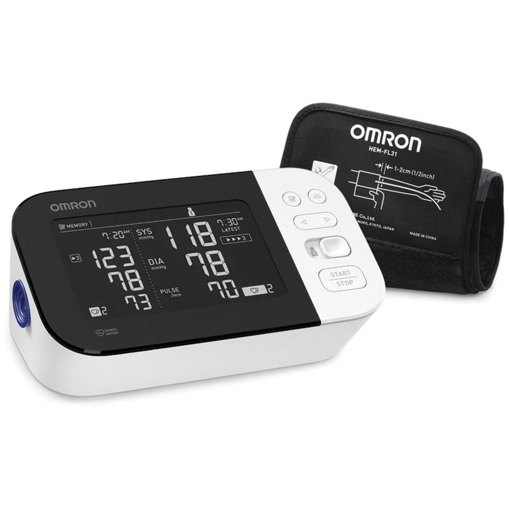 Omron 10 Series Wireless Upper Arm Blood Pressure Monitor - For Blood Pressure - Irregular Heartbeat Detection, Hypertension Indicator, Bluetooth Connectivity, Memory Storage, Easy-to-read Display, LCD Display, Backlit Digital Display