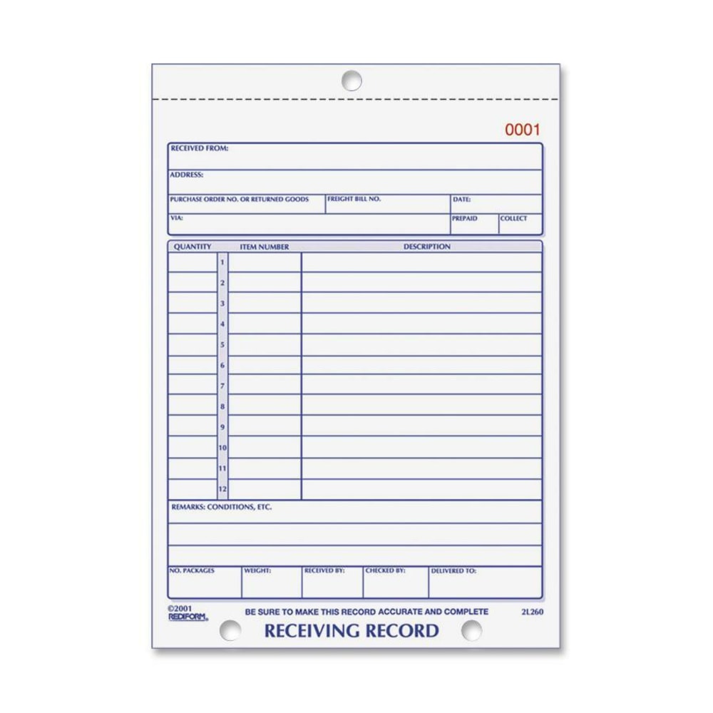 Adams Carbonless 3-Part Receiving Record Book, 5 9/16in x 8 7/16in, Book Of 50 Sets