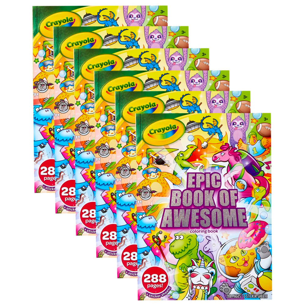 Crayola Epic Book Of Awesome 288-Page Coloring Books, Pack Of 6 Books