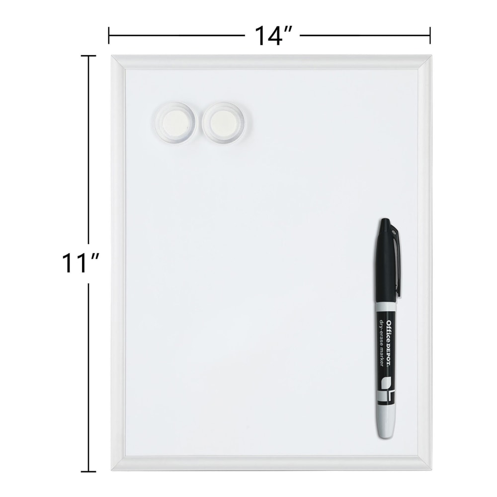 Office Depot Brand Mini Magnetic Dry-Erase Whiteboard, 11in x 14in, Aluminum Frame With Silver Finish