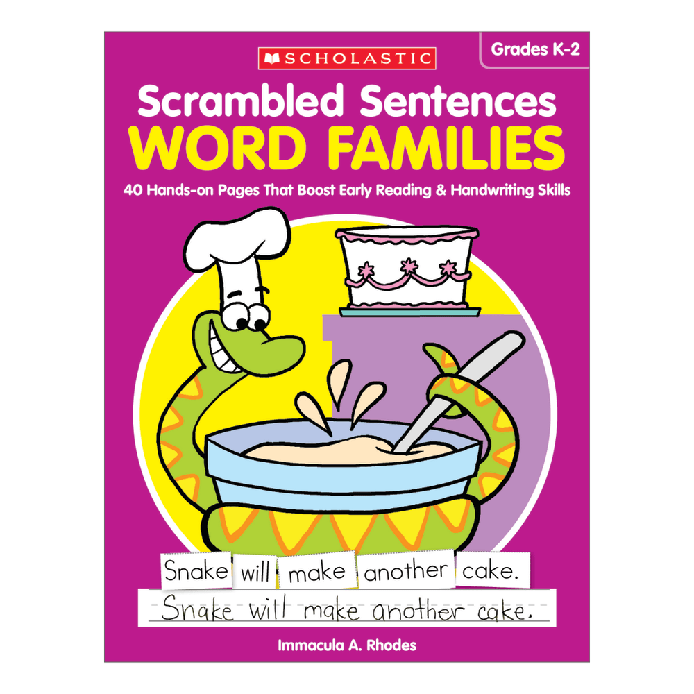 Scholastic Teacher Resources Activity Book Scrambled Sentences, Word Families, Grades K-2