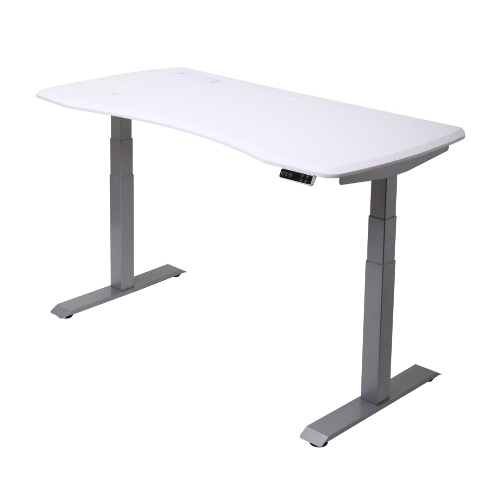 WorkPro Electric 60inW Height-Adjustable Standing Desk with Wireless Charging, White