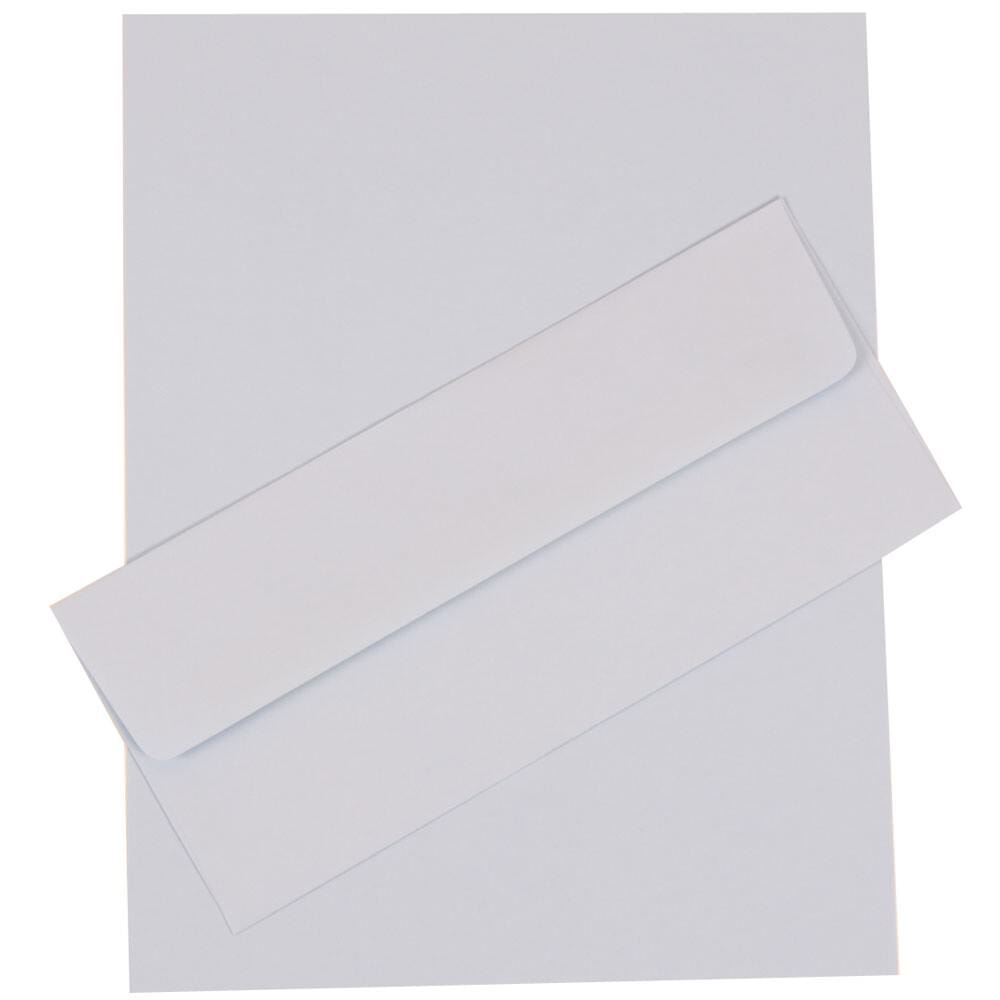 JAM Paper Business Stationery Set, 8 1/2in x 11in, Baby Blue, Set Of 50 Sheets And 50 Envelopes