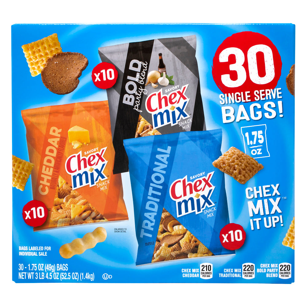 Chex Mix Classics Mix It Up Variety Snack Mixes, 1.75 Oz, Box Of 30 Packs