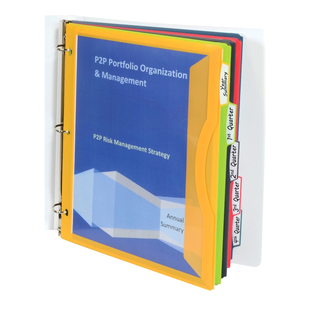 C-Line Super Heavyweight Poly Binder Pockets with Write-On Index Tabs - 5-Tab Set, Assorted Colors, 8-1/2 x 11, 5/ST, 06650