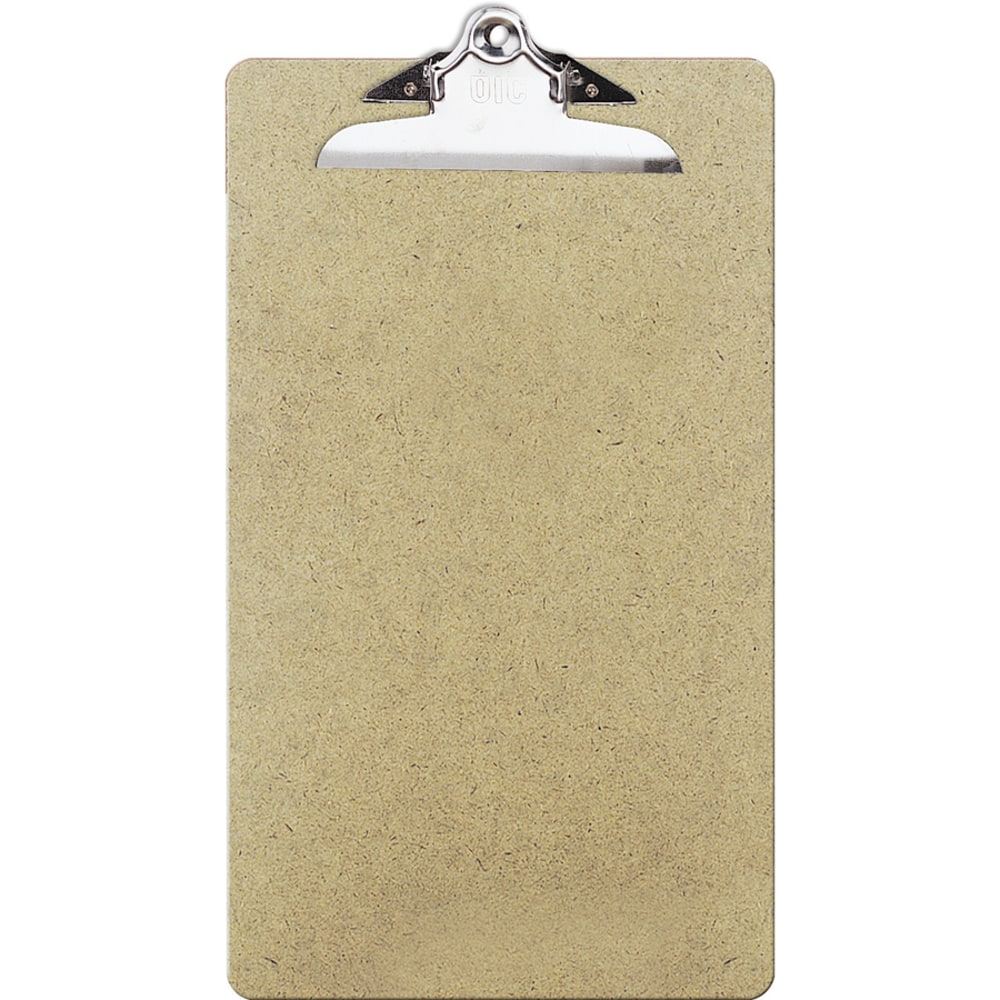 OIC 100% Recycled Hardboard Clipboard, Legal Size, 9in x 15 1/2in, Brown