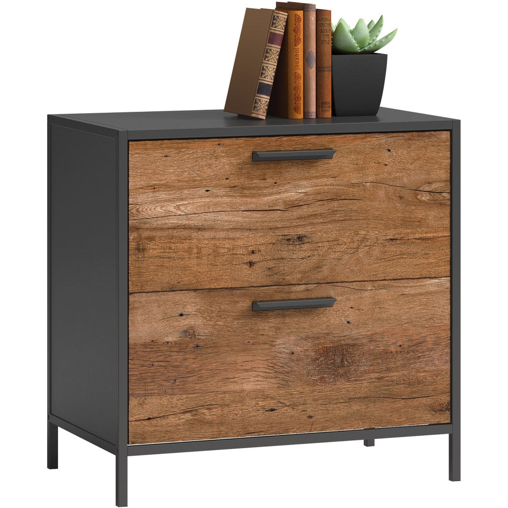 Sauder Boulevard Cafe 30-1/4inW x 18-1/2inD Lateral 2-Drawer File Cabinet, Black/Vintage Oak