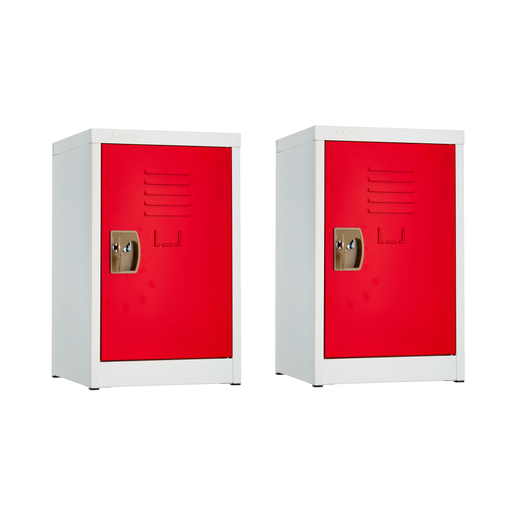 Alpine AdirOffice 1-Tier Steel Lockers, 24inH x 15inW x 15inD, Red, Pack Of 2 Lockers