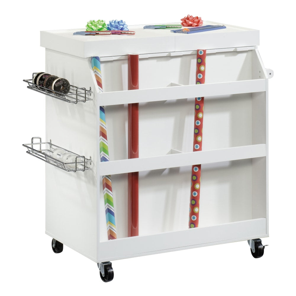 Sauder Craft Pro Mobile Craft Cart, 36inH x 37 1/4inW x 19 1/2inD, Soft White