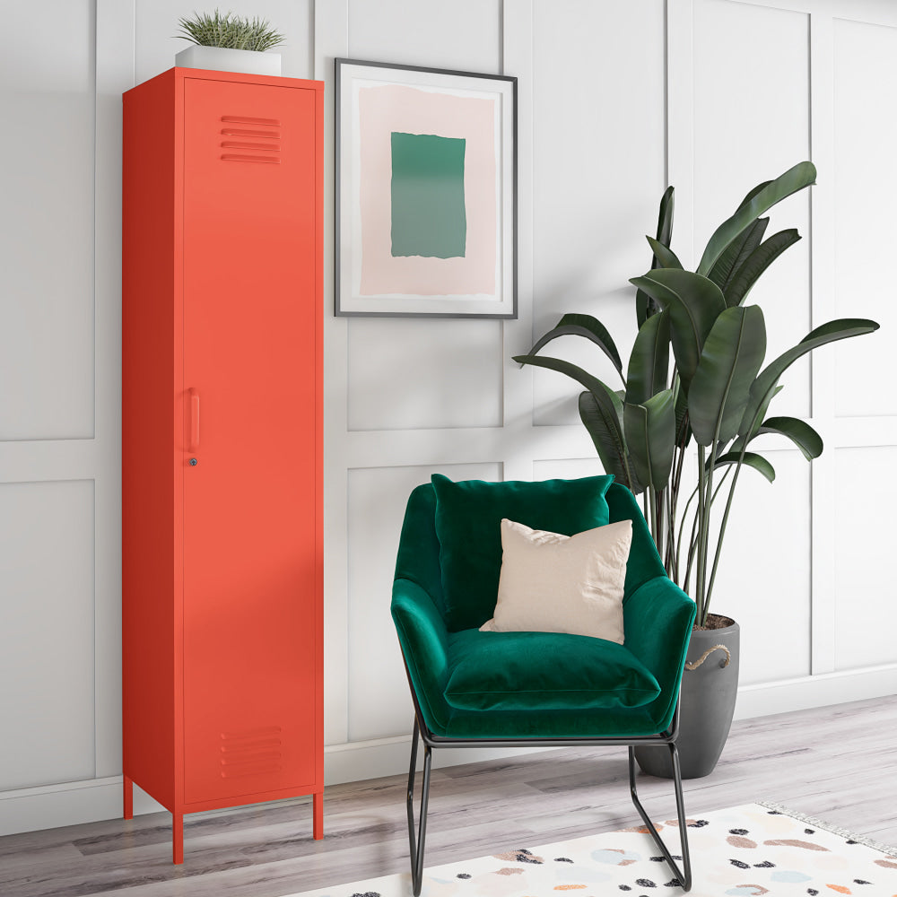 Ameriwood Home Cache Single Metal Locker Storage Cabinet, 72-7/8inH x 15inW x 15-3/4inD, Orange