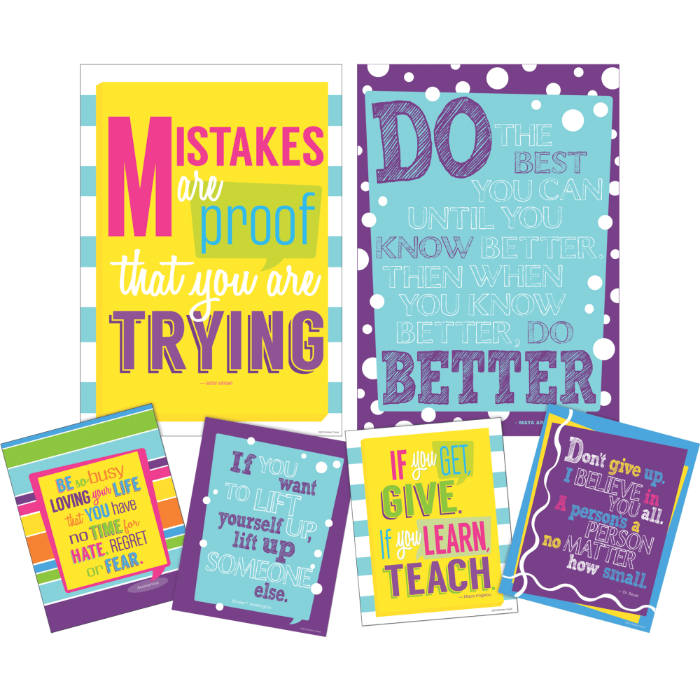 Barker Creek Art Print And Poster Set, Keep On Trying, Set Of 6 Pieces