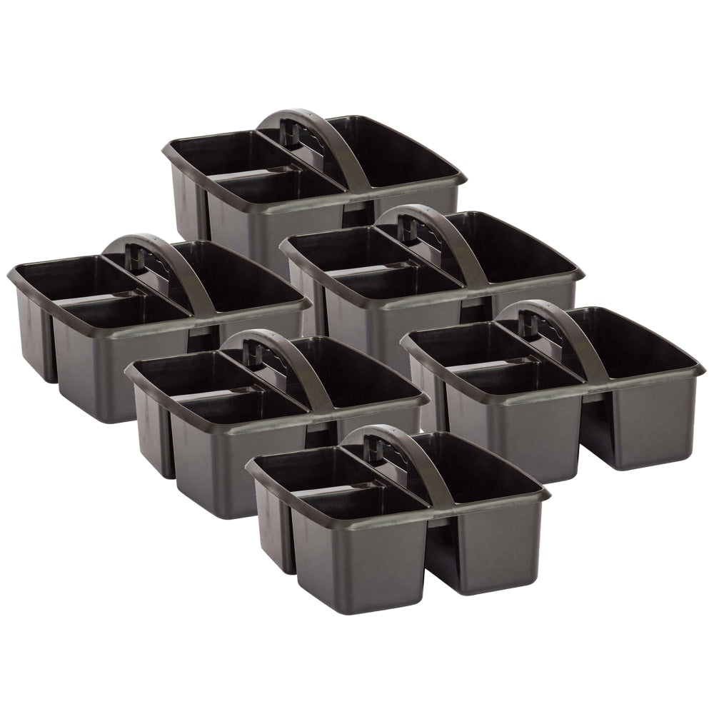 Teacher Created Resources Plastic Storage Caddies, Medium Size, Black, Pack Of 6 Caddies