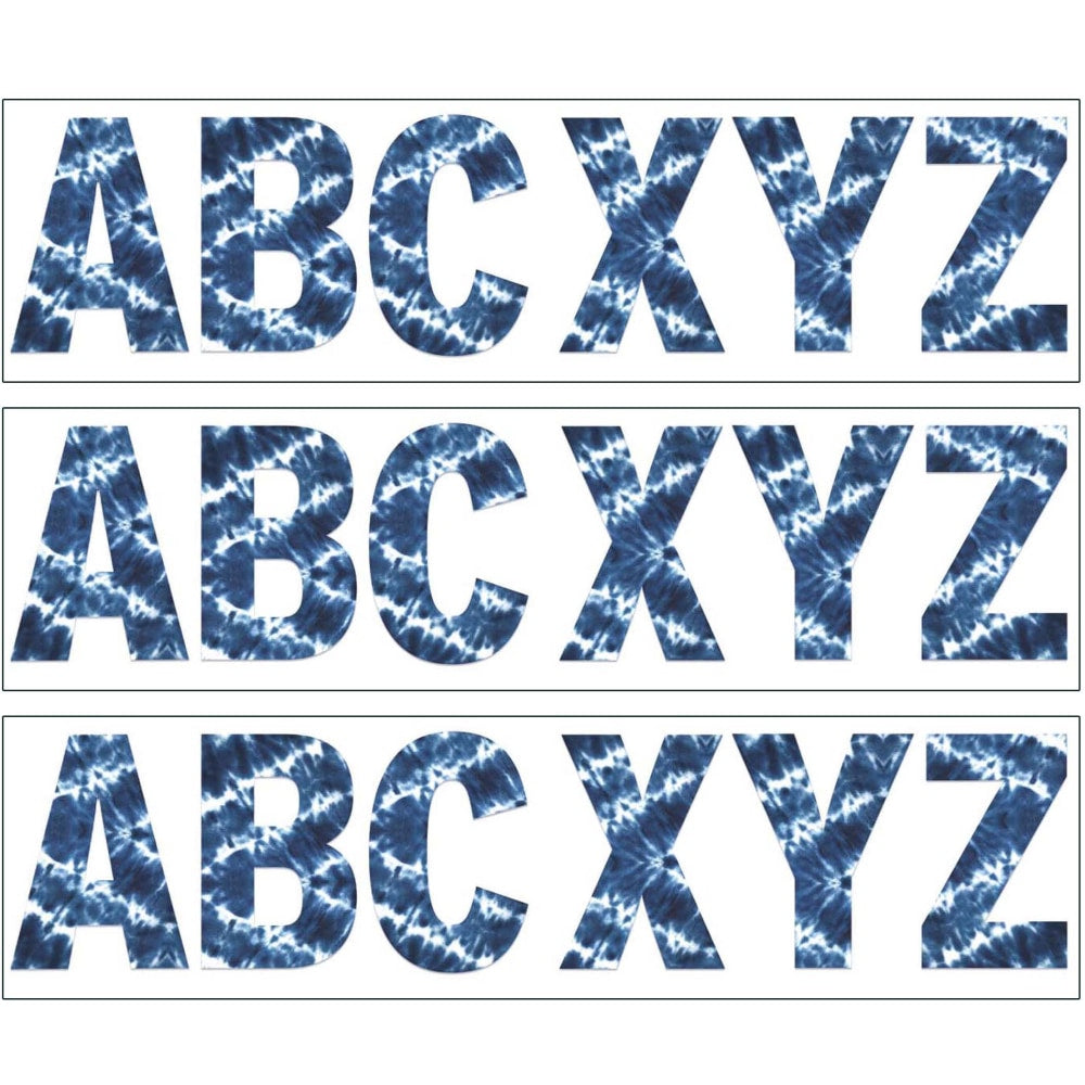 Eureka 7in Deco Letters, Shibori Tie-Dye, 129 Letters Per Pack, Set Of 3 Packs