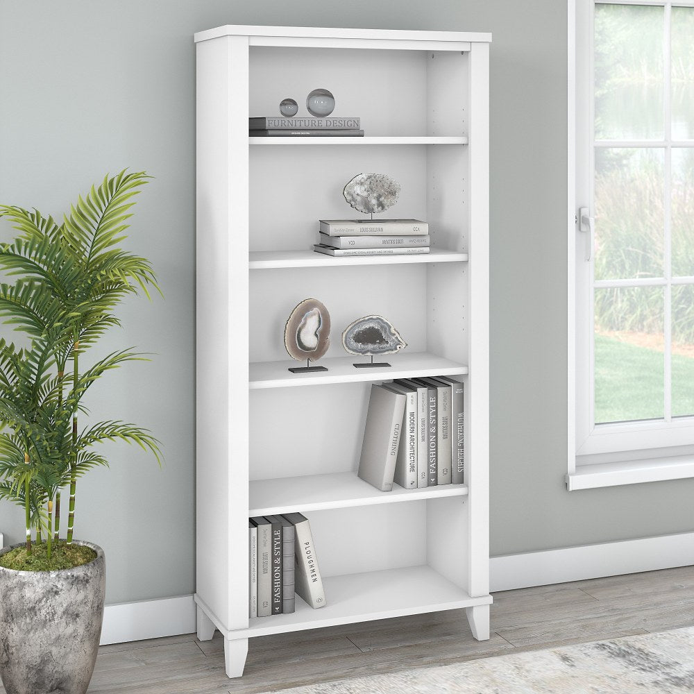 Bush Business Furniture Somerset 66inH 5-Shelf Bookcase, White, Standard Delivery