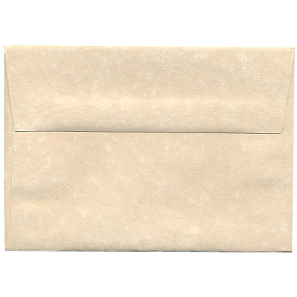 JAM Paper Stationery Set, 5 1/4in x 7 1/4in, 30% Recycled, Set Of 25 White Cards And 25 Natural Envelopes