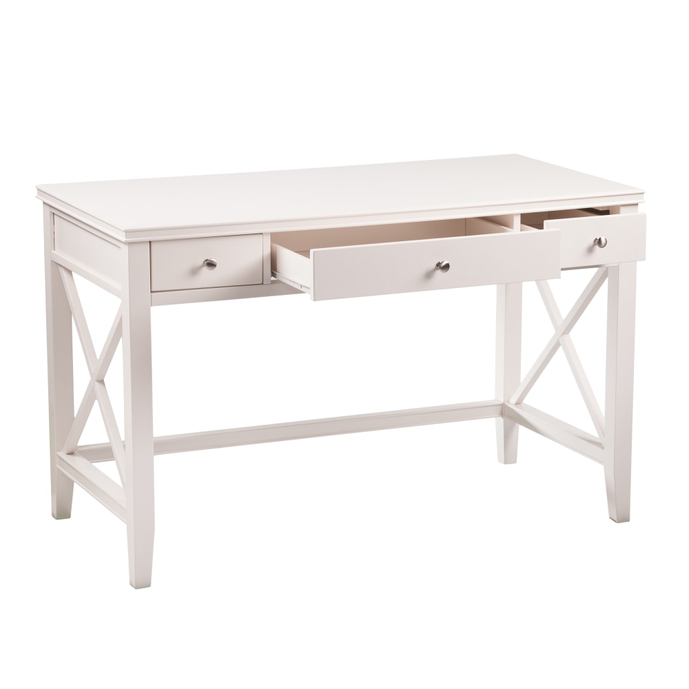 SEI Furniture Larksmill 3-Drawer 48inW Writing Desk, White