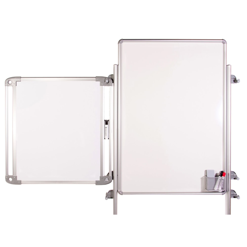 Ghent Nexus Mobile 2-Sided Magnetic Dry-Erase Whiteboard With Tablet Storage, 76 1/8in x 32 5/8in x 25 1/8in Steel Frame With Silver Finish