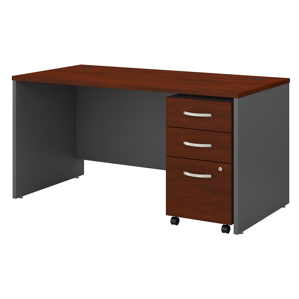 Bush Business Furniture Components 60inW Office Computer Desk With 3-Drawer Mobile File Cabinet, Hansen Cherry/Graphite Gray, Standard Delivery