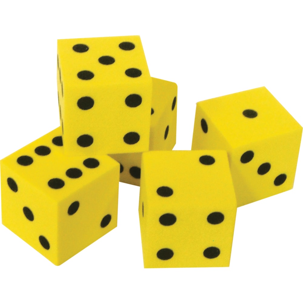 Teacher Created Resources Foam Traditional Dice, 3/4in, Yellow, Grades K-4, 20 Dice Per Pack, Case Of 3 Packs