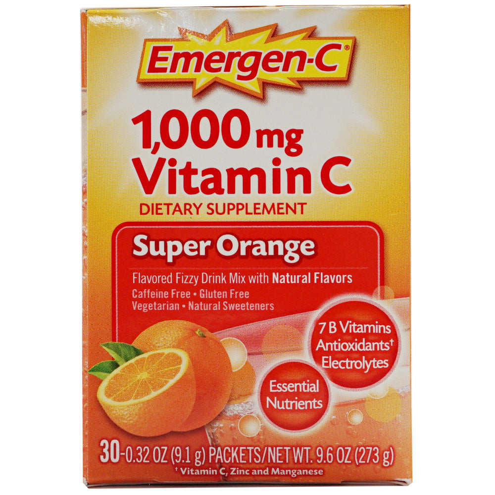 Emergen-C Vitamin C Drink Mix, 1,000 mg, Orange, Pack Of 30 Packets