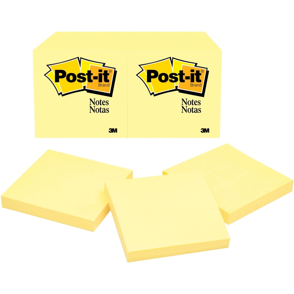 Post-it Canary Yellow Original Note Pads - Removable - 24 / Bundle