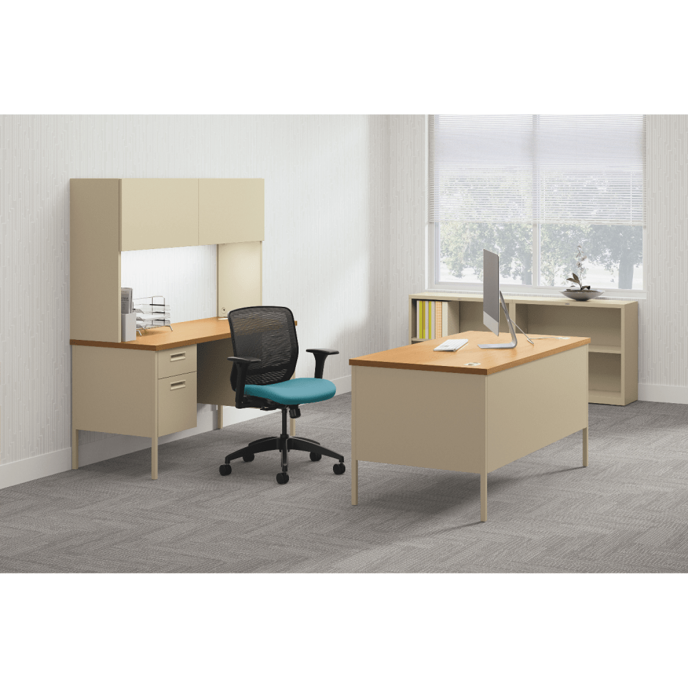 HON Metro 60inW Classic Double-Pedestal Computer Desk, Harvest/Putty