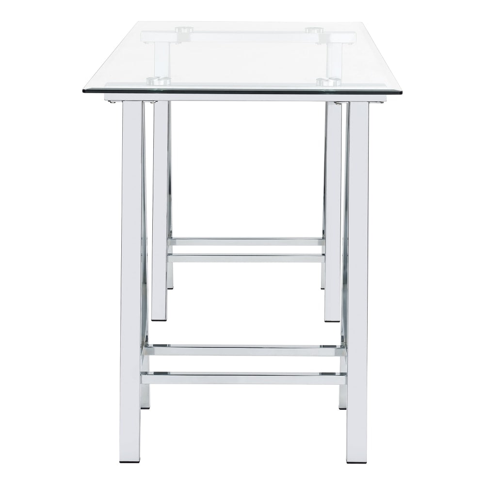 Office Star Middleton 47inW Writing Desk, Clear/Chrome