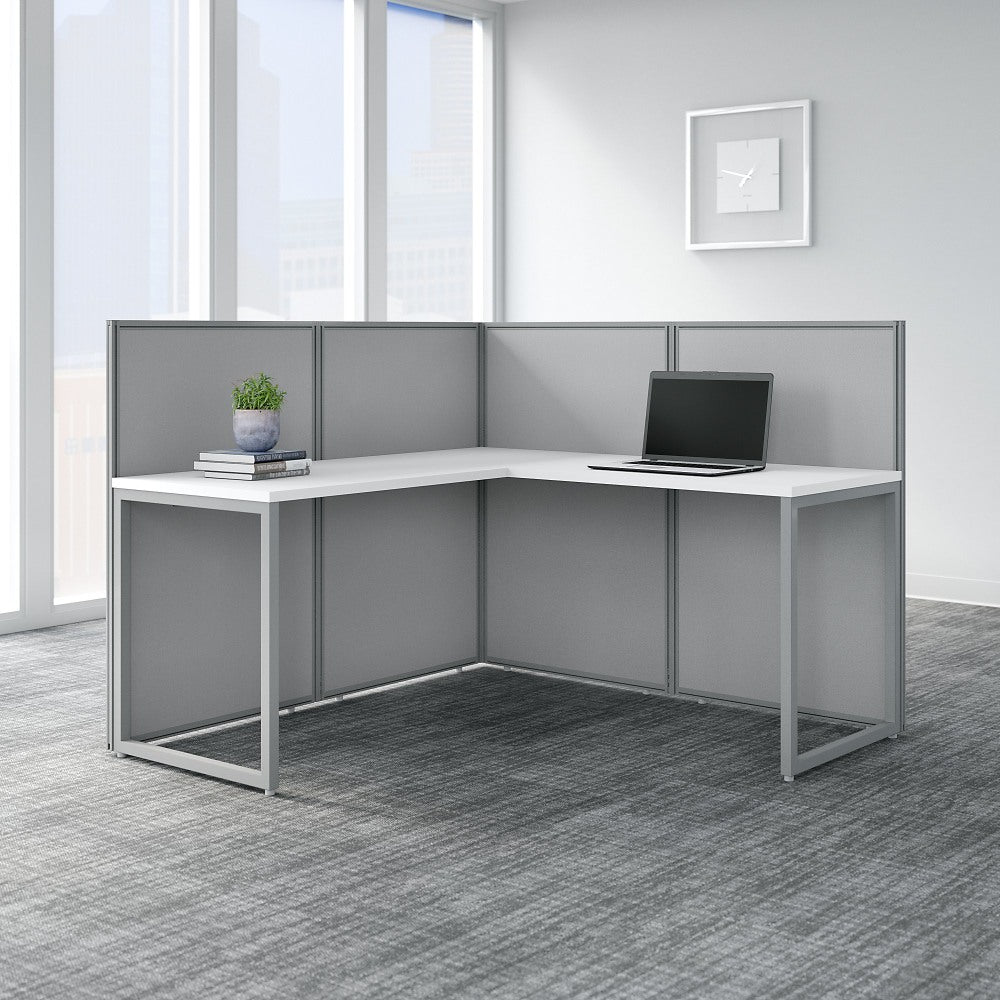 Bush Business Furniture Easy Office 60inW 1-Person L-Shaped Cubicle Desk Workstation With 45inH Panels, Pure White/Silver Gray, Standard Delivery