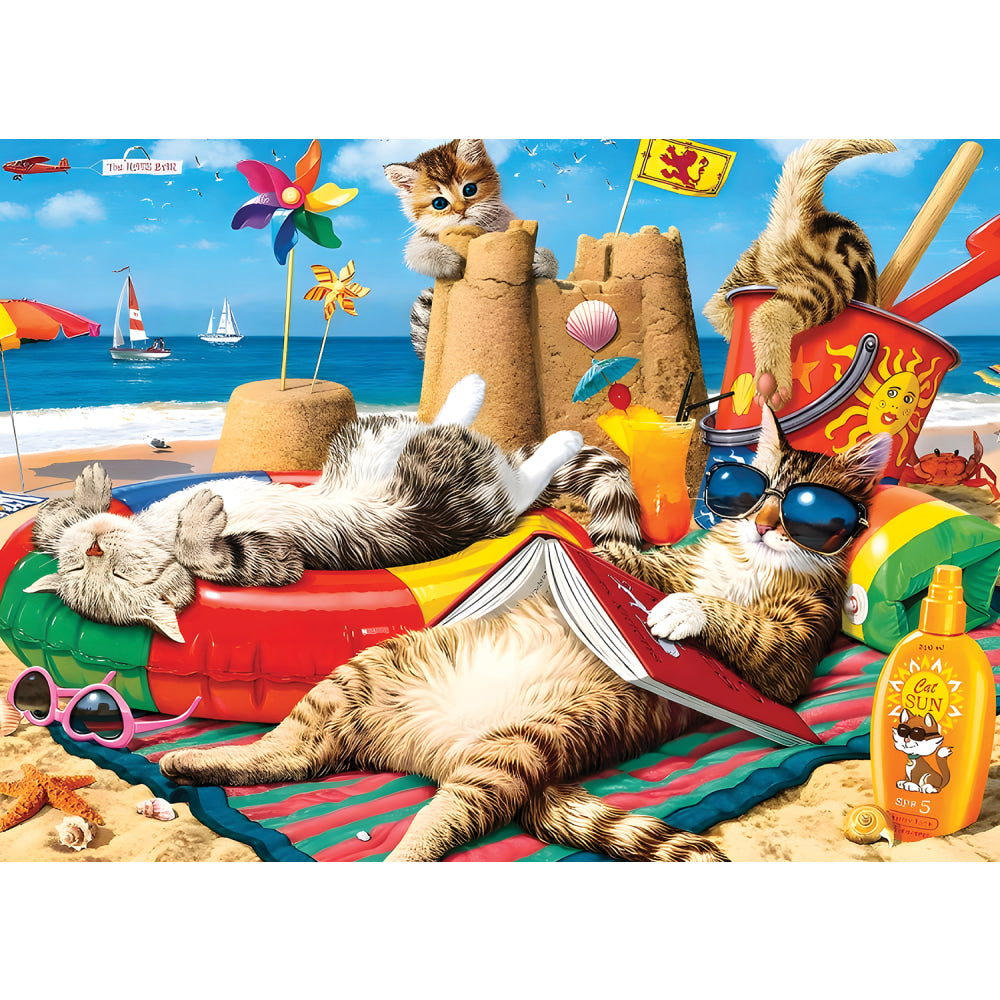 Willow Creek Press 1,000-Piece Puzzle, 26-5/8in x 19-1/4in, Beach Cats