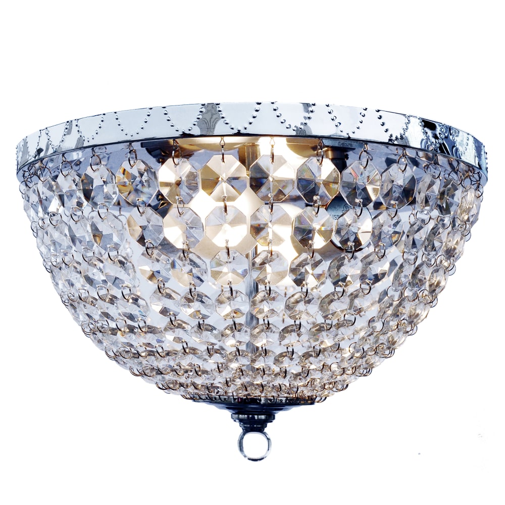 Lalia Home Drop 2-Light Flush-Mount Ceiling Lamp, 13inH, Crystal/Chrome