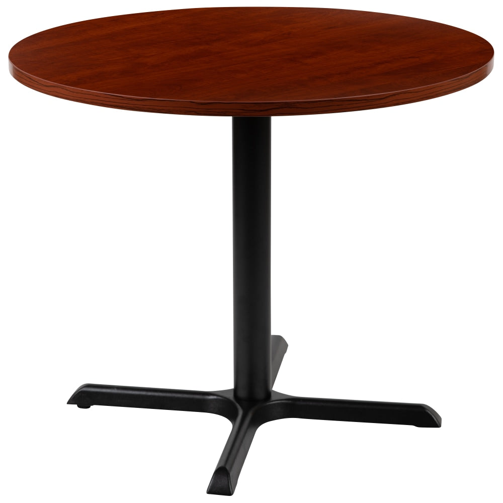 Flash Furniture Round Multipurpose Conference Table, 30inH x 35-1/2inW x 35-1/2inD, Cherry/Black