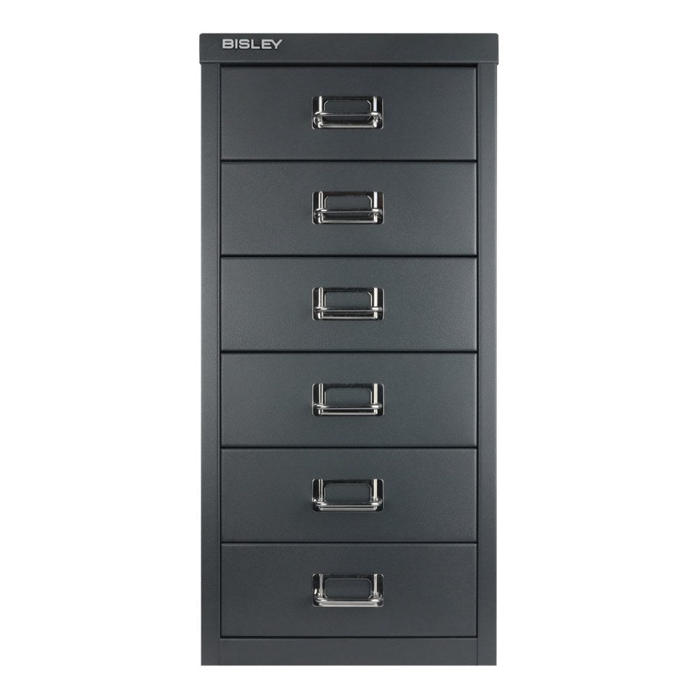 Bisley 15inD Vertical 6-Drawer File Cabinet, Charcoal