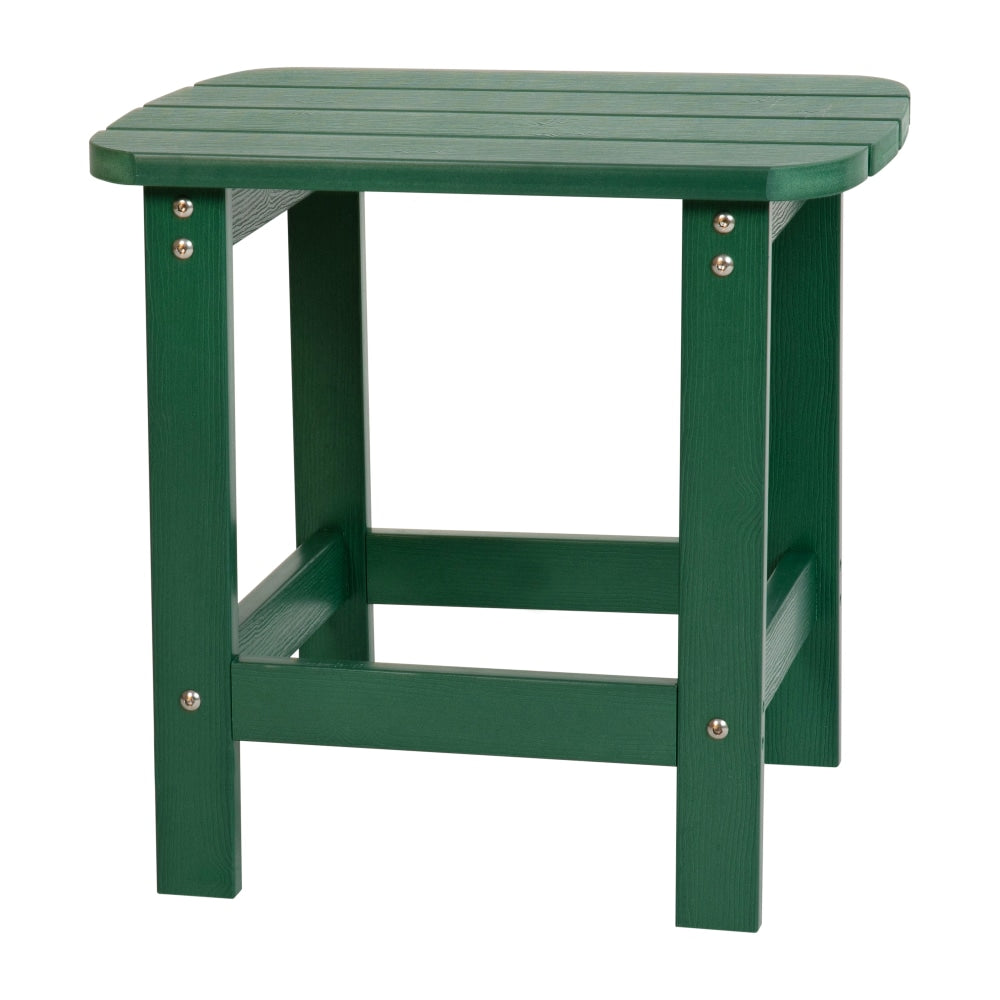 Flash Furniture Charlestown All-Weather Adirondack Side Table, 18-1/4inH x 18-3/4inW x 15inD, Green