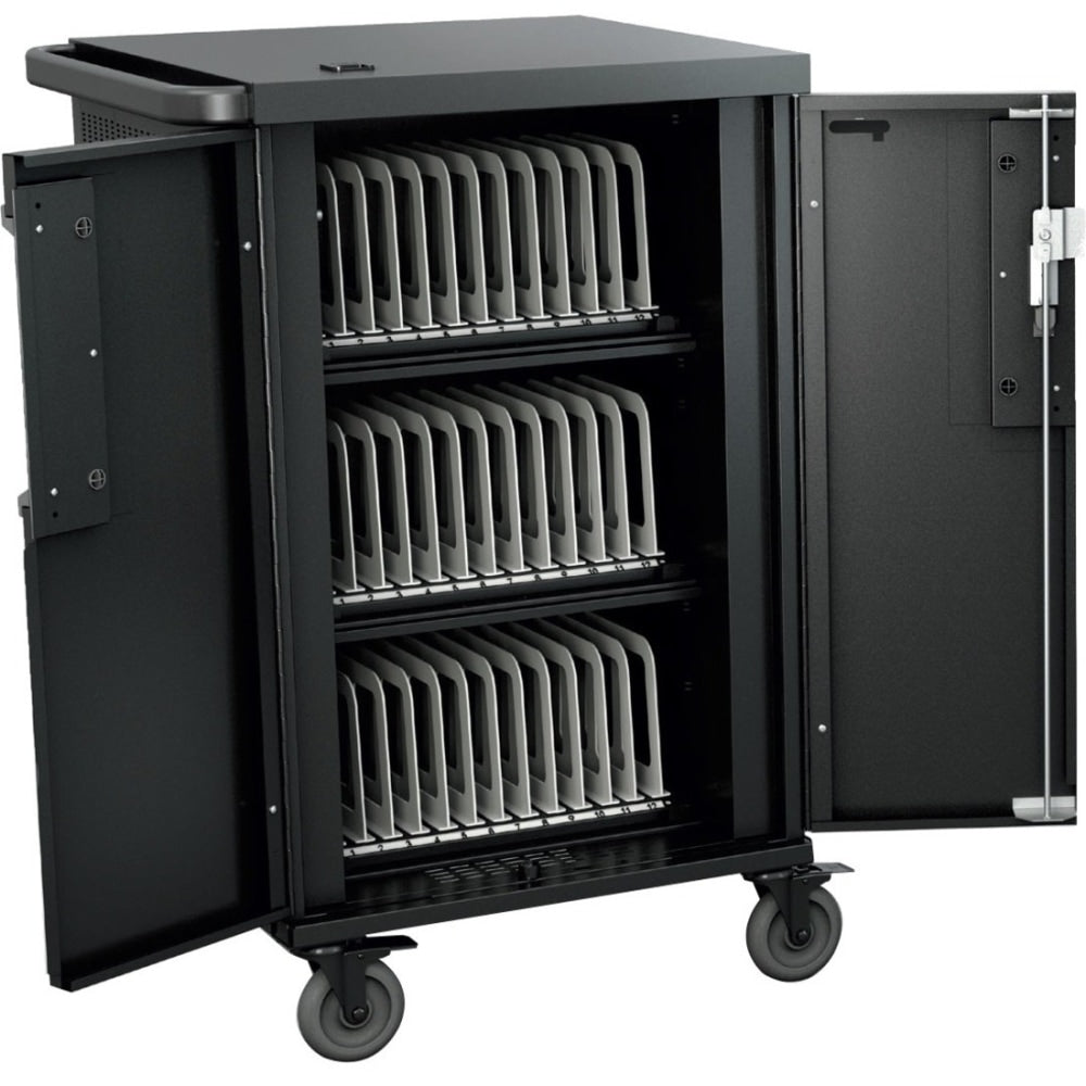 Bretford CoreX Cart - 3 Shelf - 4 Casters - Steel - 29.5in Width x 26in Depth x 44.5in Height - Black - For 45 Devices