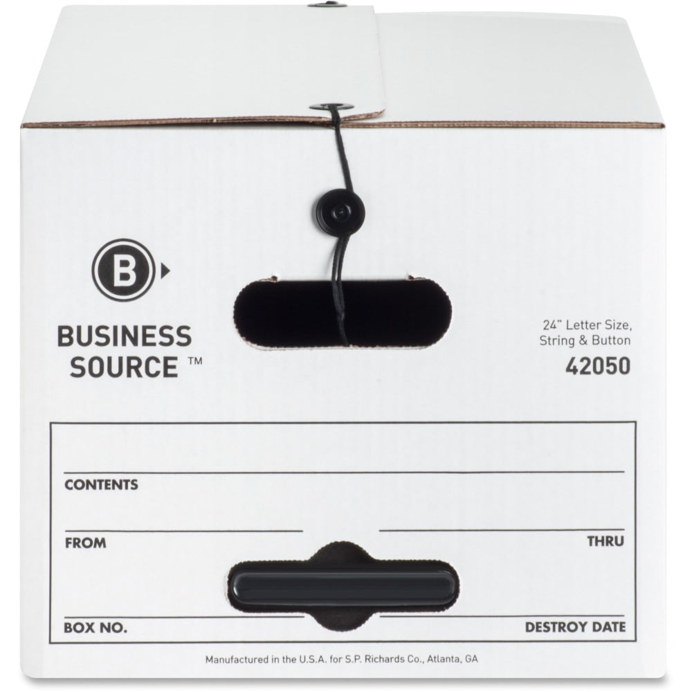 Business Source Light Duty Letter Size Storage Box - External Dimensions: 12in Width x 24in Depth x 10inHeight - 350 lb - Media Size Supported: Letter - Light Duty - Stackable - White - For File - Recycled - 12 / Carton