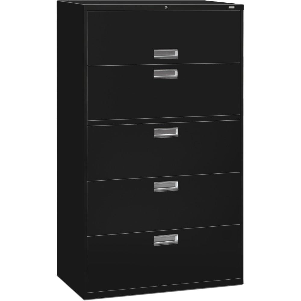 HON Brigade 600 42inW x 19-1/4inD Lateral 5-Drawer File Cabinet, Black