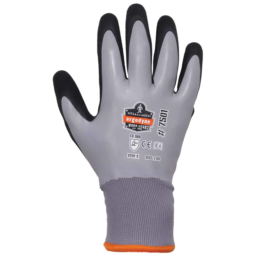 Ergodyne ProFlex 7501 Coated Waterproof Winter Work Gloves, Large, Gray