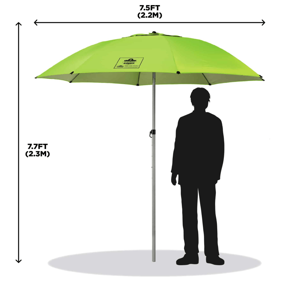 Ergodyne SHAX 6100 Work Umbrella, 7ft, Lime