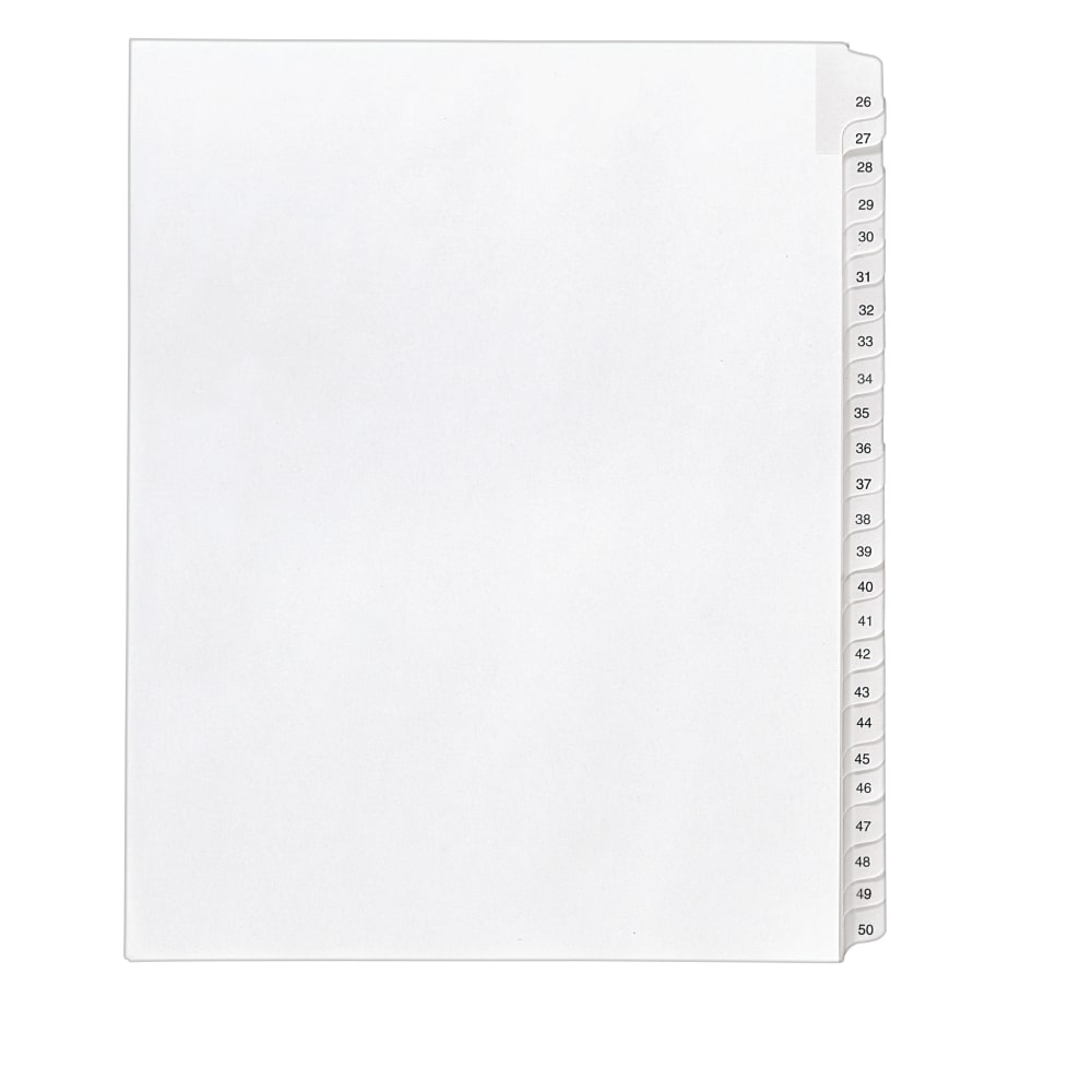 Avery Allstate Style Collated Legal Exhibit Dividers, 8 1/2in x 11in, Numbered 26-50, White