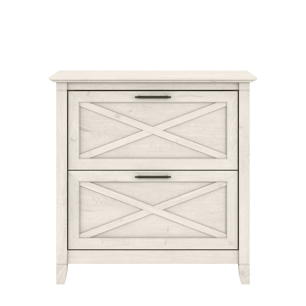 Bush Furniture Key West 30inW x 19-7/8inD Lateral 2-Drawer File Cabinet, Linen White Oak, Standard Delivery