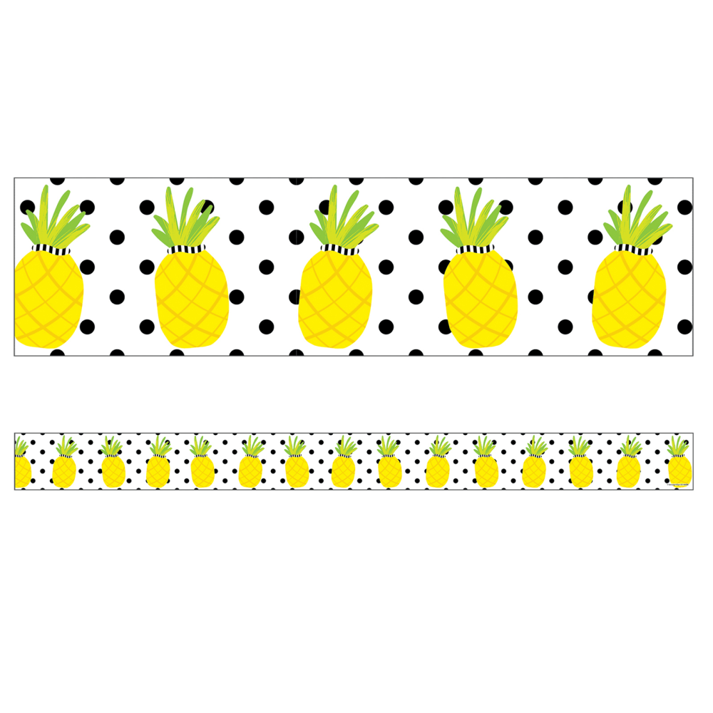 Carson Dellosa Education Straight Borders, Schoolgirl Style Simply Stylish Tropical Pineapples, 36ft Per Pack, Set Of 6 Packs