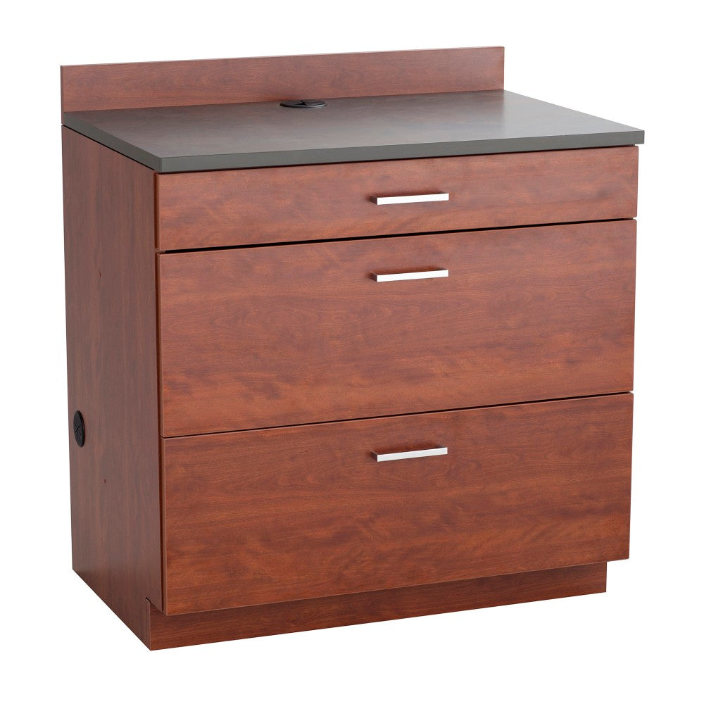 Safco Modular Hospitality Base Cabinet, 3-Drawer, Mahogany/Rustic Slate