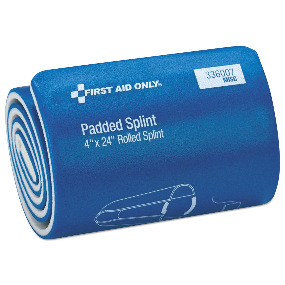 First Aid Only Padded Aluminum Splint, 4in x 24in, Blue/White