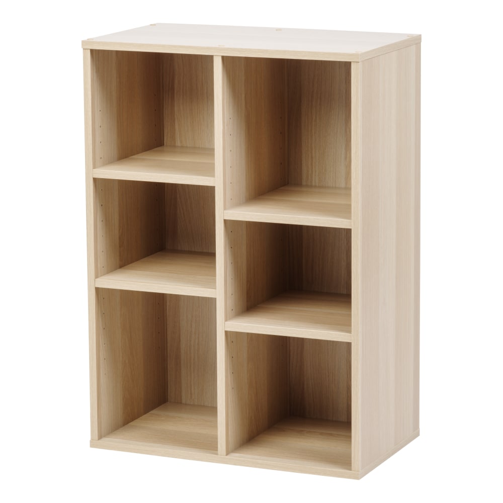 IRIS 33inH 6-Cube Storage Bookcase, Light Brown