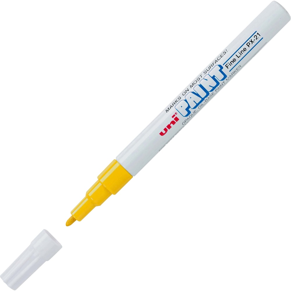 Uni-Ball Oil-Base Fine Line uni Paint Markers - Fine Marker Point - Yellow Oil Based Ink - 1 Each