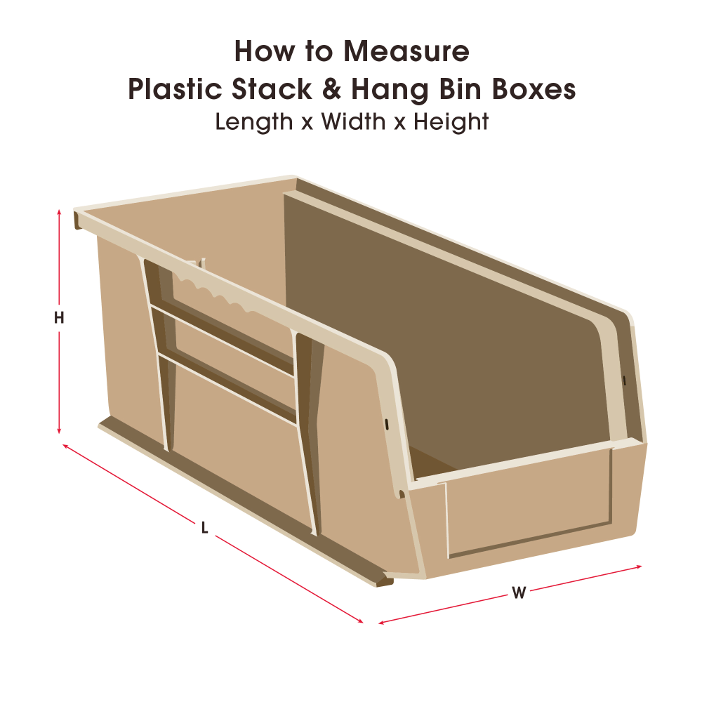 Partners Brand Plastic Stack & Hang Bin Boxes, Medium Size, 10 3/4in x 8 1/4in x 7in, Ivory, Pack Of 6