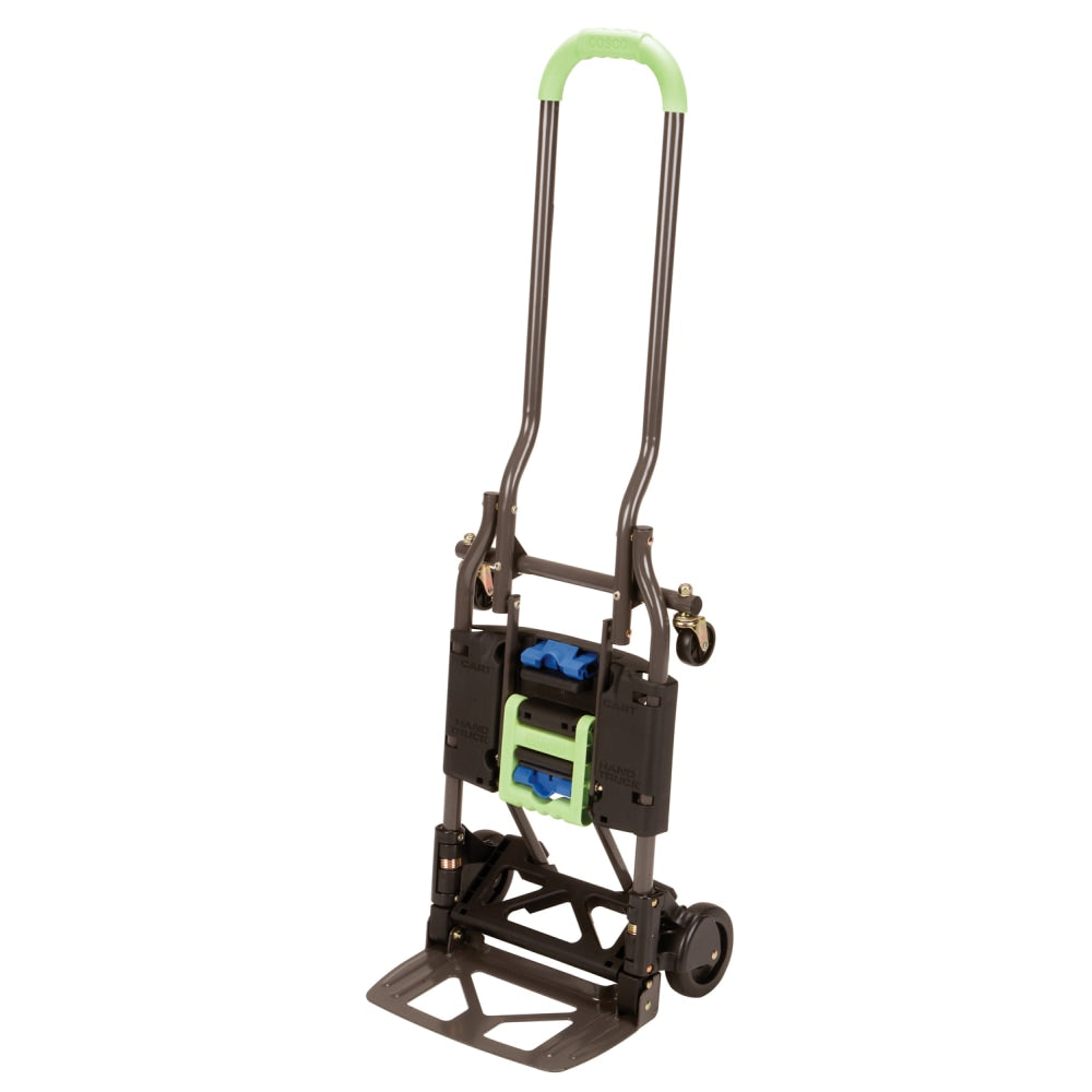 Cosco 2-In-1 Folding Hand Truck, 300 Lb Capacity, 30 7/8inH x 15inW x 30 1/4inD, Green/Platinum