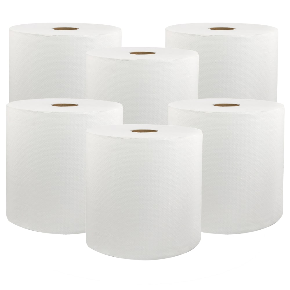 Livi Solaris Paper Hardwound Paper Towels - 1 Ply - 8in x 800 ft - White - Virgin Fiber - 6 / Carton